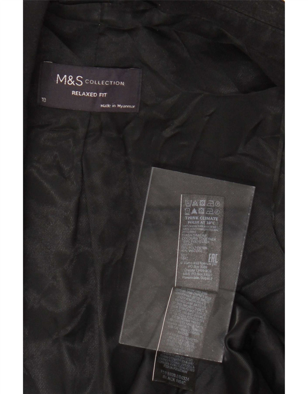 Marks & Spencer Womens Relaxed Fit Blazer Jacket UK 10 Small Black