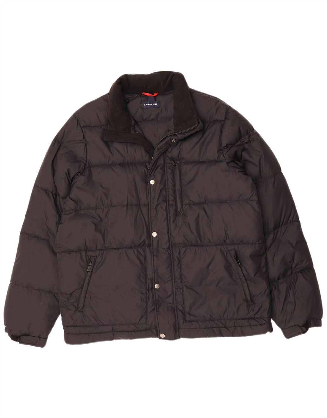 LANDS END Mens Padded Jacket UK 40 Large Black Nylon