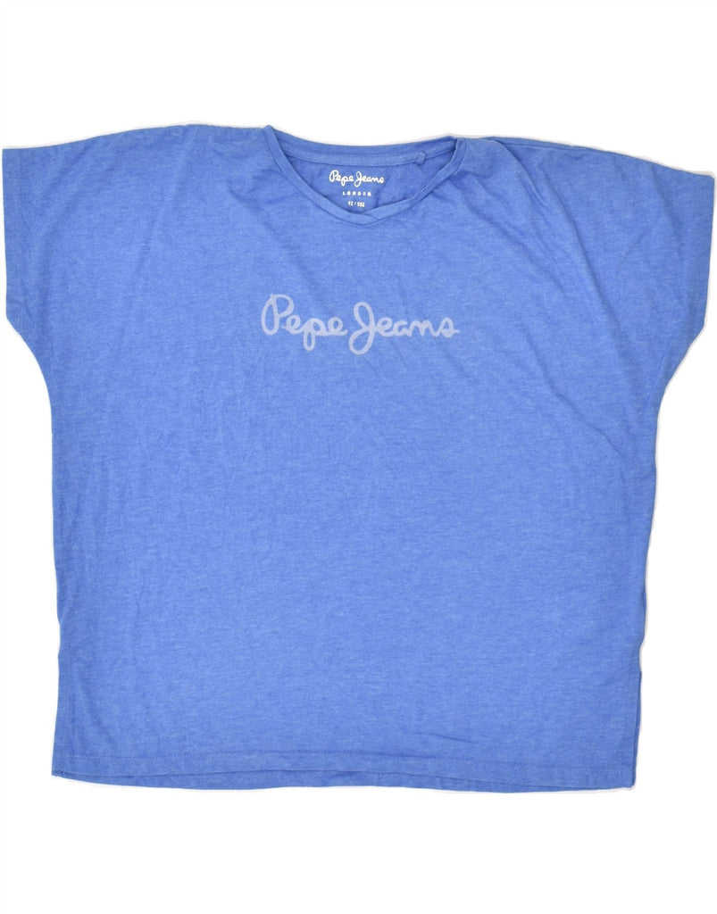 PEPE JEANS Girls Graphic T-Shirt Top 11-12 Years Blue Polyester | Vintage PEPE Jeans | Thrift | Second-Hand PEPE Jeans | Used Clothing | Messina Hembry 