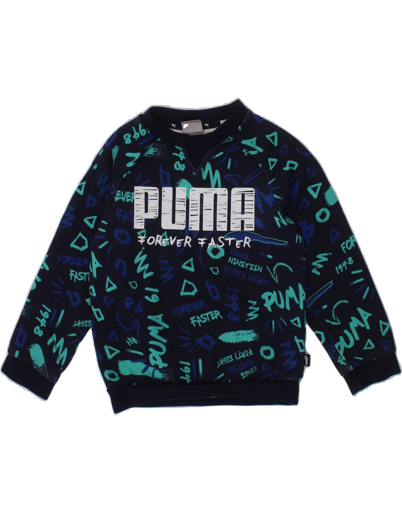 PUMA Baby Boys Graphic Sweatshirt Jumper 18-24 Months Navy Blue Cotton Vintage Puma and Second-Hand Puma from Messina Hembry 
