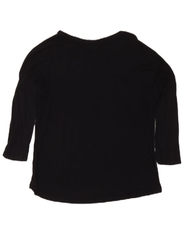 Massimo Dutti Womens Top 3/4 Sleeve UK 12 Medium Black