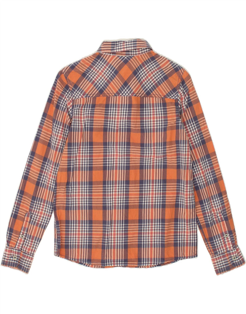 BENETTON Boys Shirt 9-10 Years Orange Check Cotton | Vintage Benetton | Thrift | Second-Hand Benetton | Used Clothing | Messina Hembry 