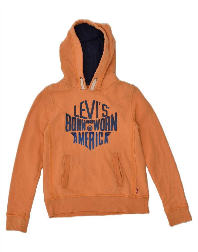 LEVI'S Boys Graphic Hoodie Jumper 11-12 Years Orange Cotton | Vintage Levi's | Thrift | Second-Hand Levi's | Used Clothing | Messina Hembry 