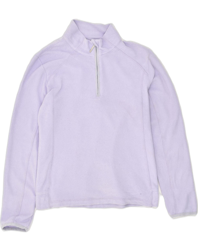 CHAMPION Womens Zip Neck Fleece Jumper UK 14 Large Purple Polyester | Vintage Champion | Thrift | Second-Hand Champion | Used Clothing | Messina Hembry 