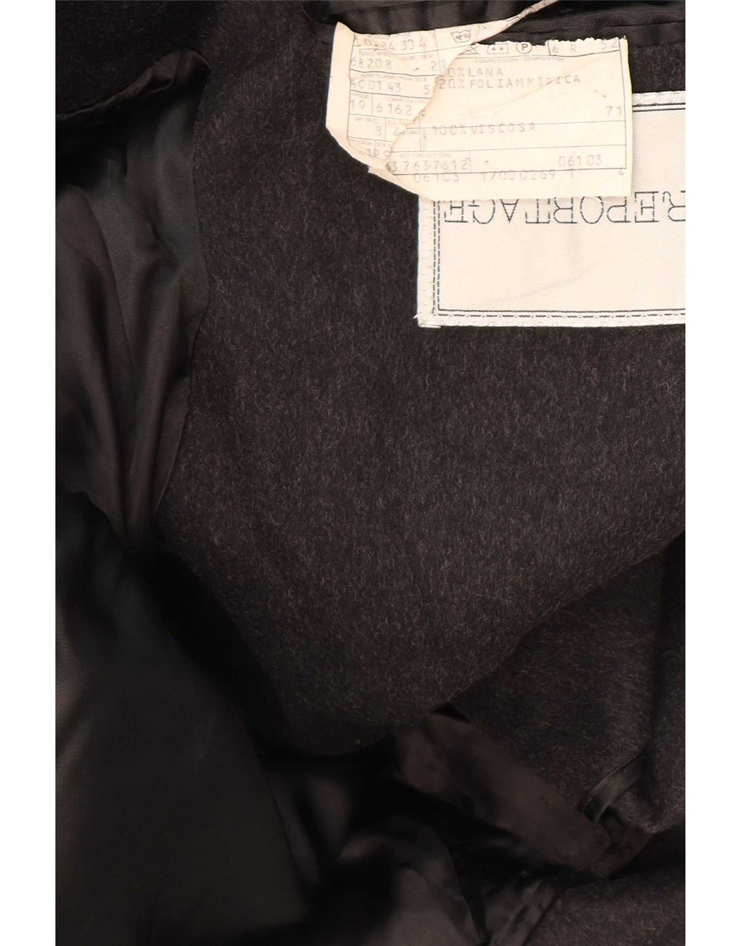 Reportage Mens Overcoat IT 52 XL Black Wool