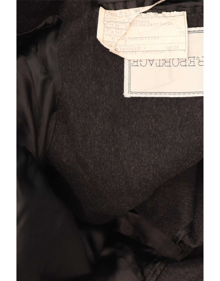 Reportage Mens Overcoat IT 52 XL Black Wool