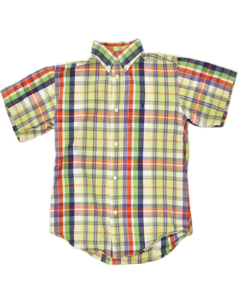 POLO RALPH LAUREN Boys Short Sleeve Shirt 6-7 Years Green Check Cotton | Vintage Polo Ralph Lauren | Thrift | Second-Hand Polo Ralph Lauren | Used Clothing | Messina Hembry 