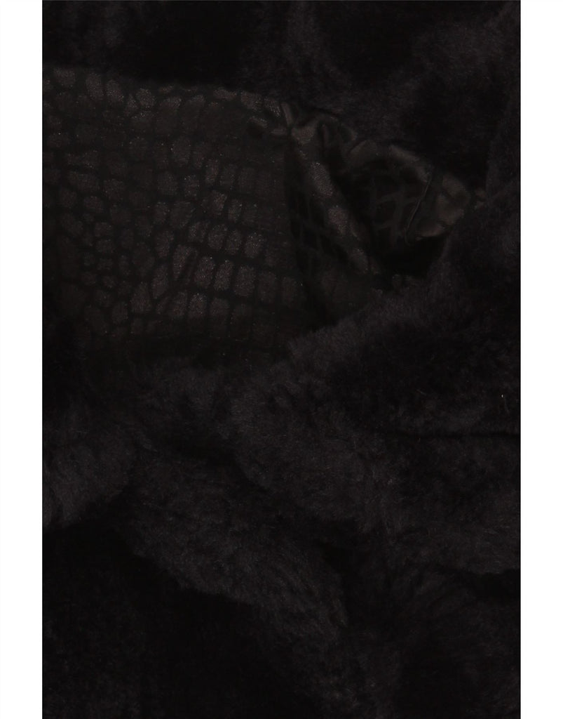 VINTAGE Womens Faux Fur Overcoat UK 18 XL Black Wool Vintage Vintage and Second-Hand Vintage from Messina Hembry 