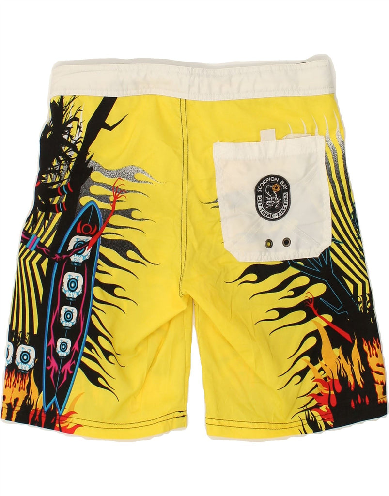 SCORPION BAY Boys Graphic Swimming Shorts 15-16 Years XL  Yellow Hawaiian | Vintage Scorpion Bay | Thrift | Second-Hand Scorpion Bay | Used Clothing | Messina Hembry 