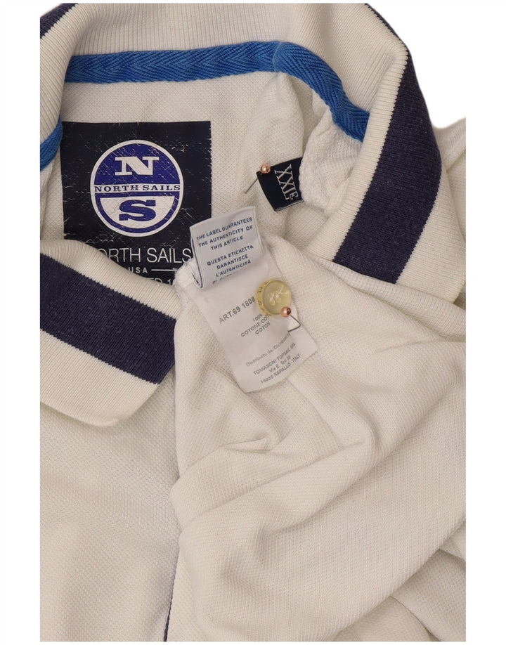 NORTH SAILS Mens Polo Shirt 2XL White Colourblock Cotton
