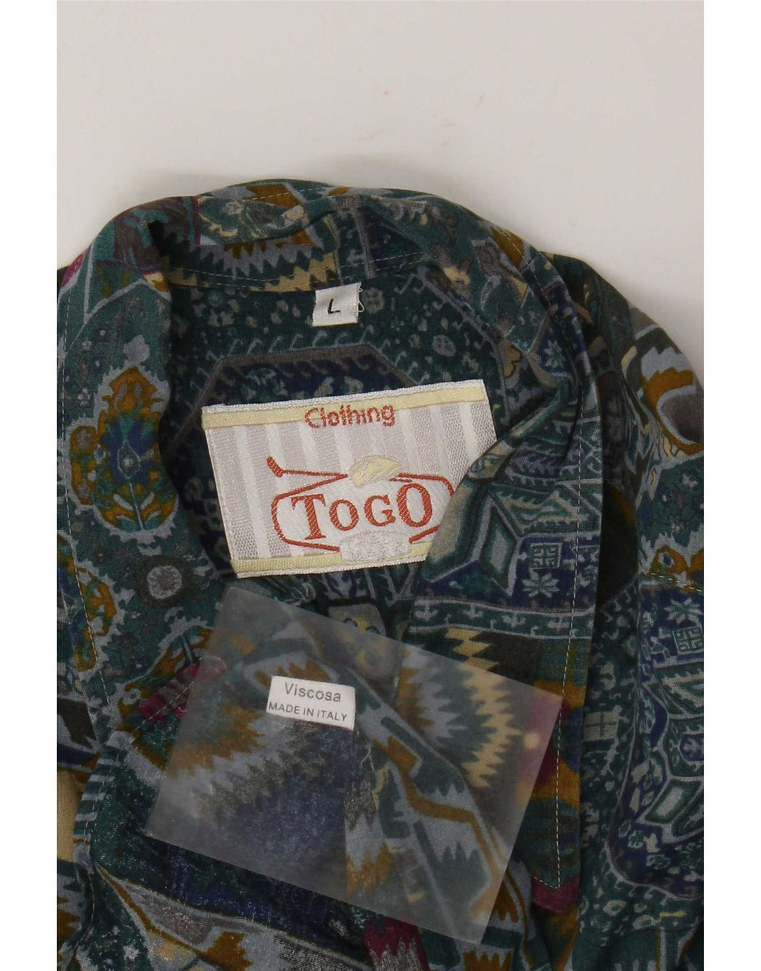 Togo Mens Shirt Large Multicoloured Patchwork Viscose