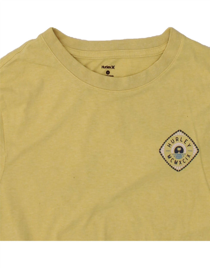 HURLEY Mens Graphic T-Shirt Top Small Yellow Cotton Vintage Hurley and Second-Hand Hurley from Messina Hembry 