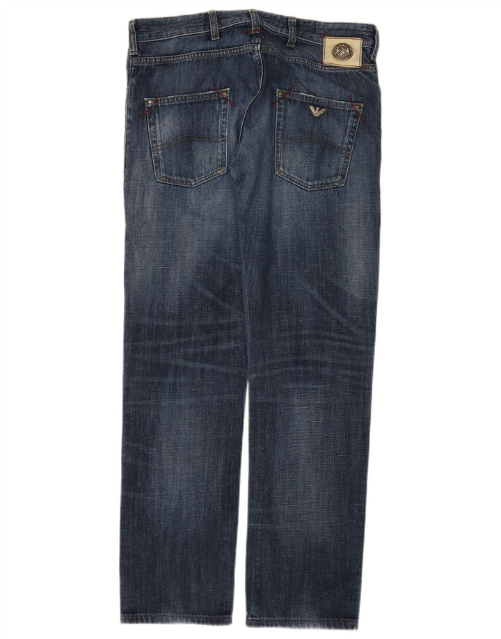 Armani Jeans Mens Regular Straight Jeans W33 L34 Navy Blue Cotton