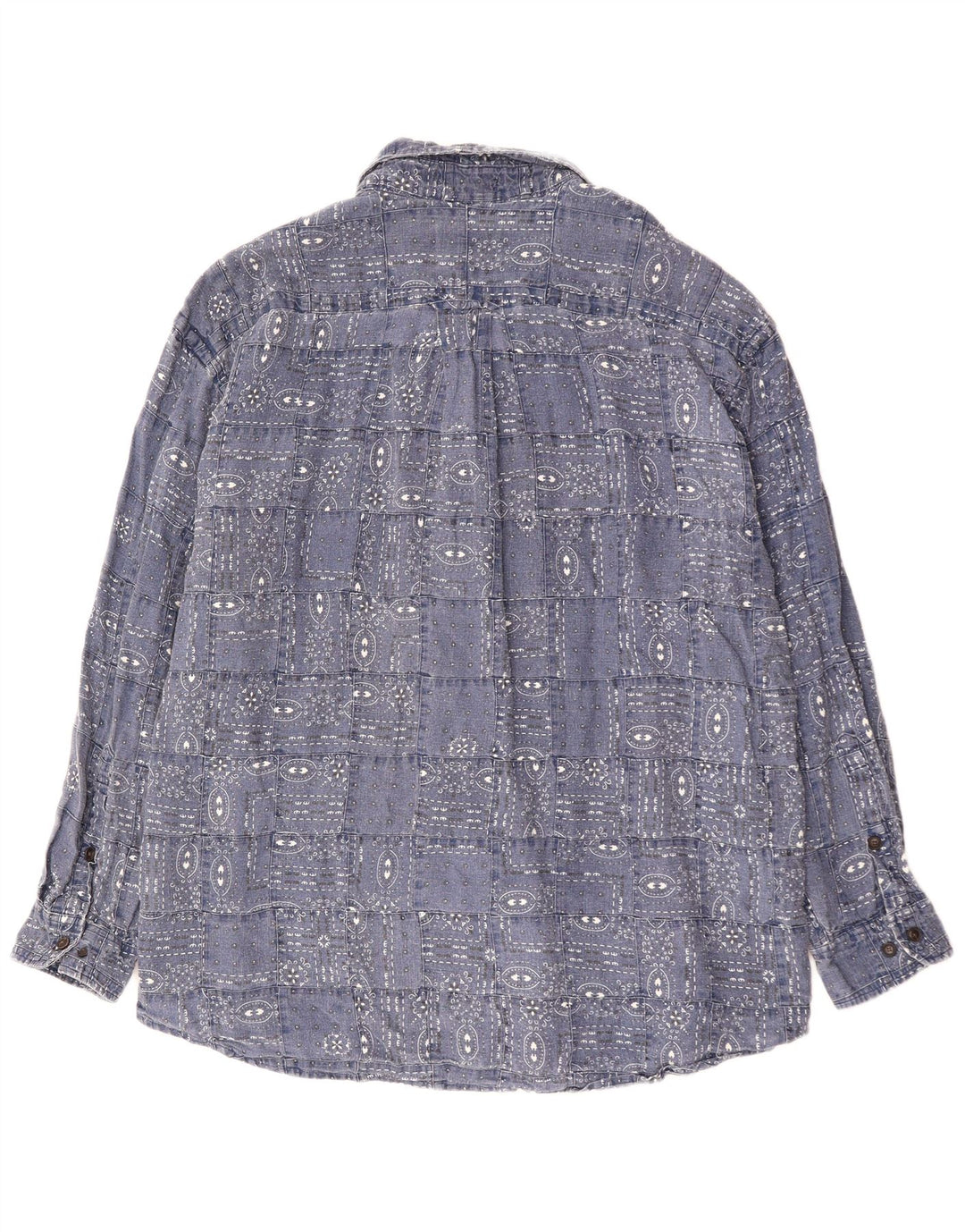 ORVIS Mens Shirt 2XL Navy Blue Geometric Linen