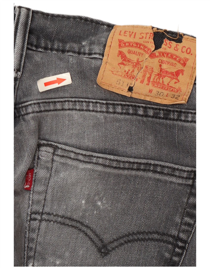 Levi's Womens 511 Slim Jeans W30 L28 Grey Cotton