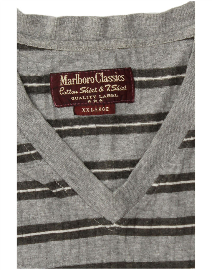MARLBORO CLASSICS Mens T-Shirt Top 2XL Grey Striped