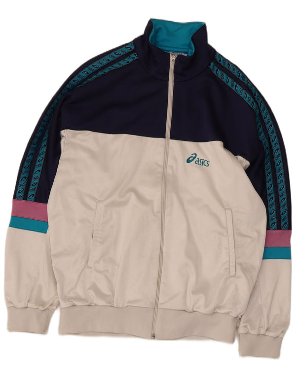 Asics Mens Graphic Tracksuit Top Jacket IT 54 XL Navy Blue Colourblock