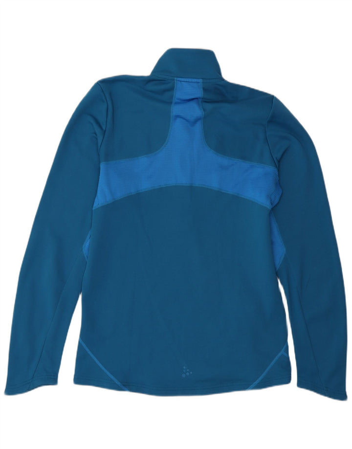Vintage Mens Zip Neck Pullover Tracksuit Top Medium Blue Colourblock