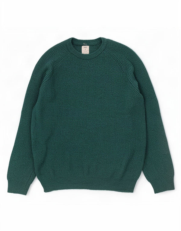 Marks & Spencer Mens Crew Neck Jumper Sweater XL Green Polyamide