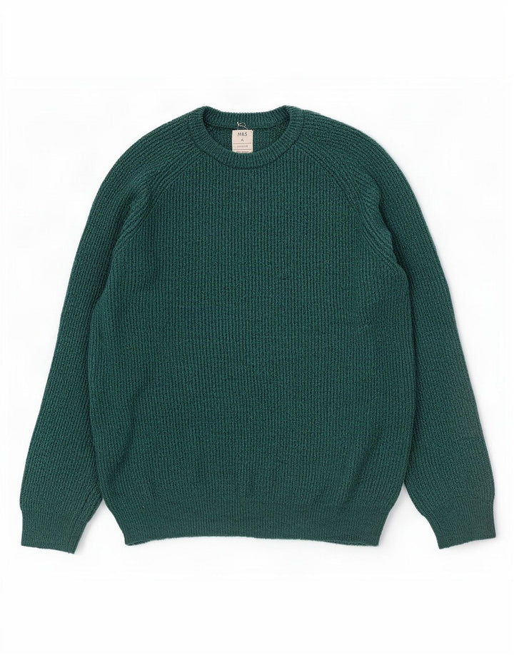 Marks & Spencer Mens Crew Neck Jumper Sweater XL Green Polyamide