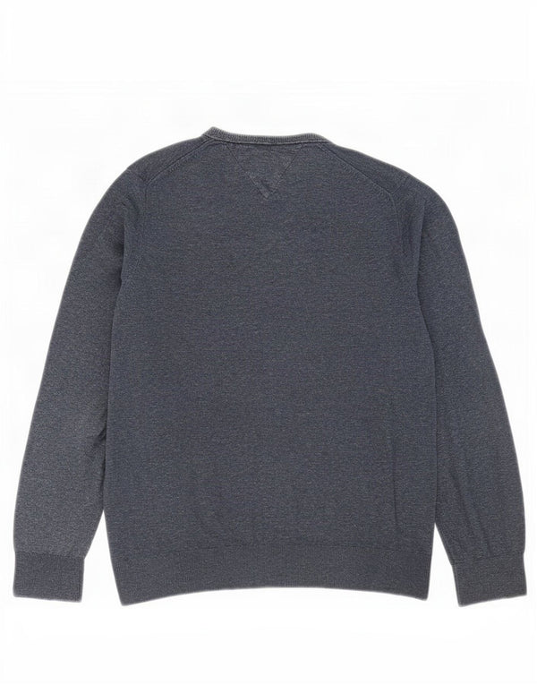 Tommy Hilfiger Mens V-Neck Jumper Sweater Small Navy Blue Flecked Cotton