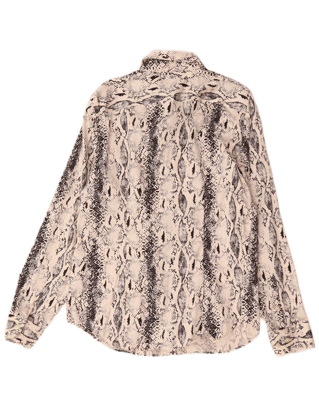 Chaps Womens Shirt UK 14 Medium Beige Animal Print Cotton