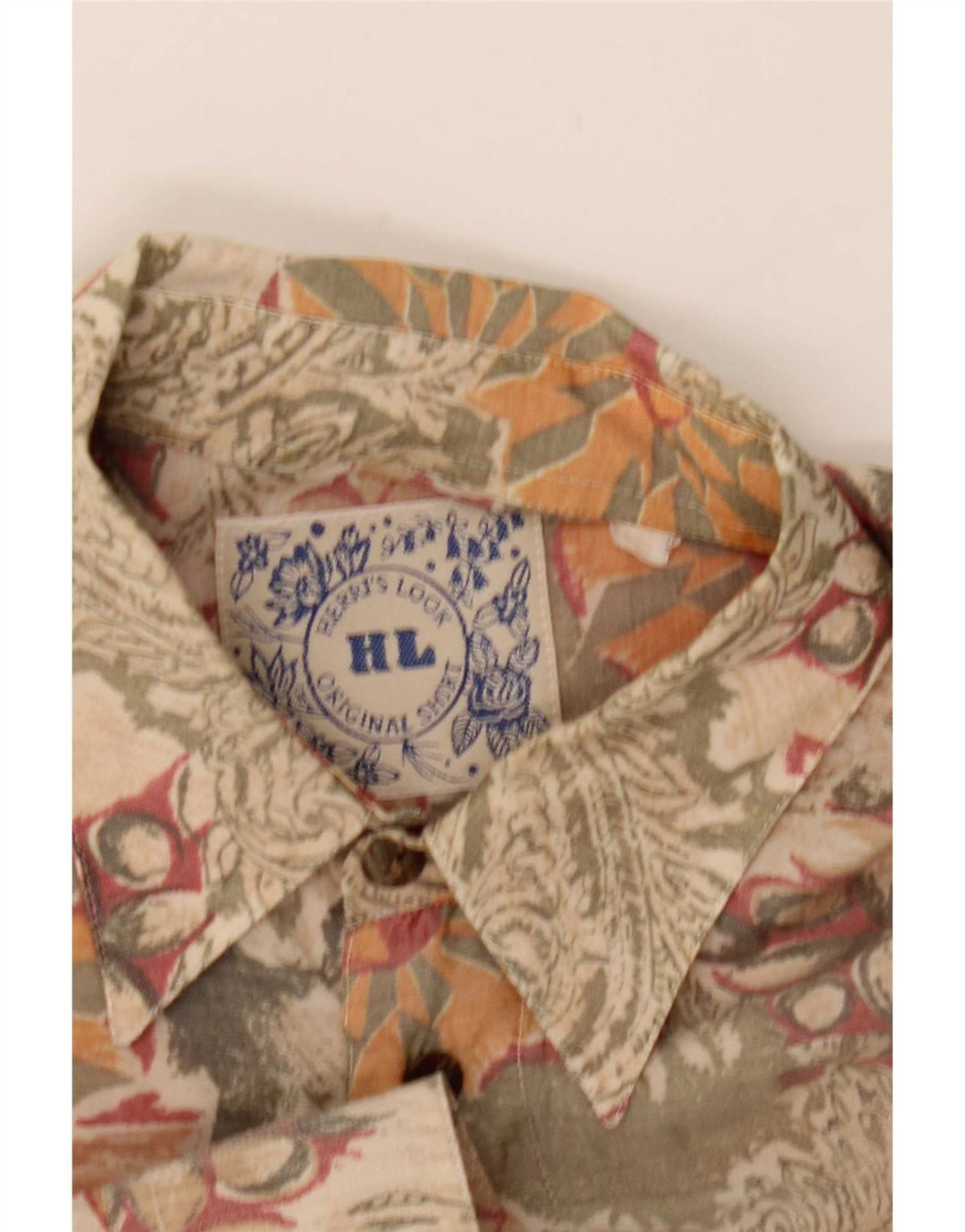 Vintage Mens Shirt Small Beige Floral