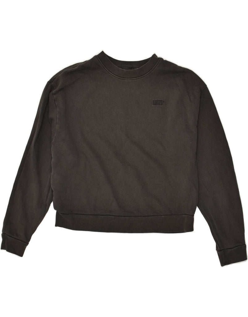 LEVI'S Womens Crop Sweatshirt Jumper UK 6 XS Black Cotton | Vintage Levi's | Thrift | Second-Hand Levi's | Used Clothing | Messina Hembry 