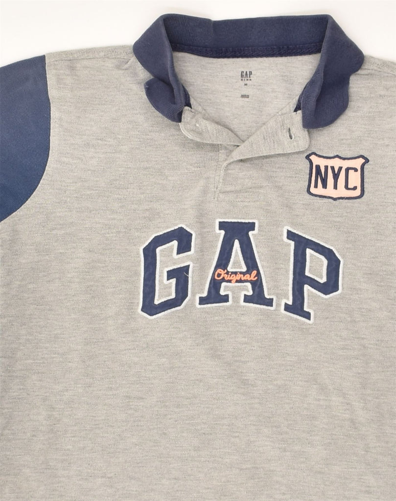 GAP Boys NYC Polo Shirt 11-12 Years Medium Grey Colourblock Cotton | Vintage Gap | Thrift | Second-Hand Gap | Used Clothing | Messina Hembry 