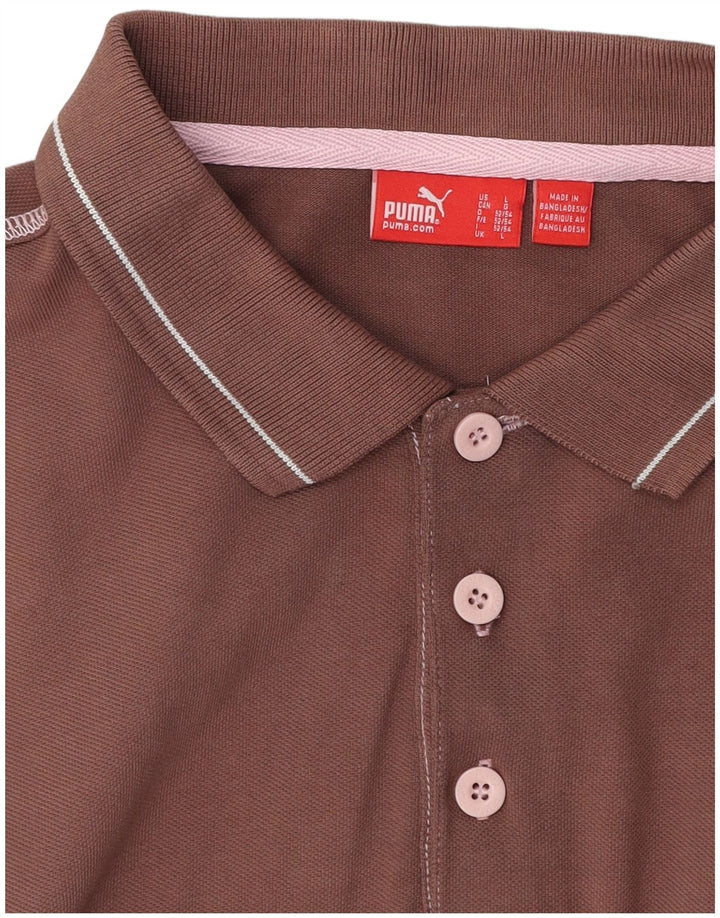 Puma Mens Polo Shirt Large Brown Cotton