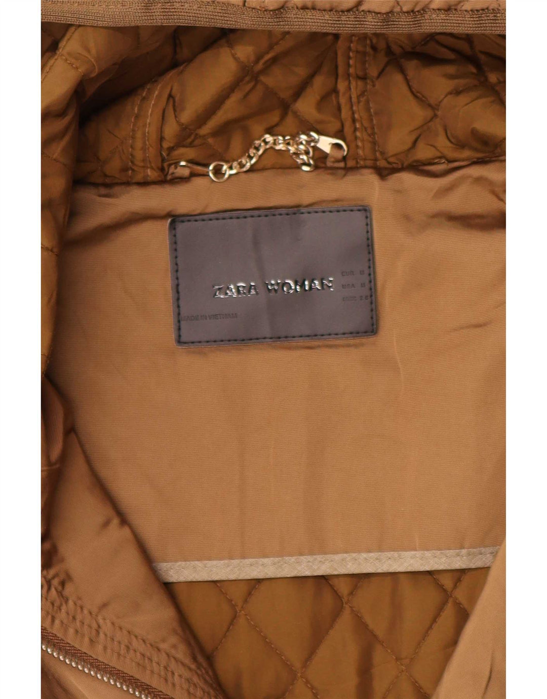 Zara Womens Hooded Quilted Jacket UK 12 Medium Beige