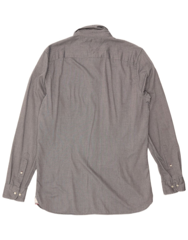 TOMMY HILFIGER Mens Slim Fit Shirt Large Grey Cotton