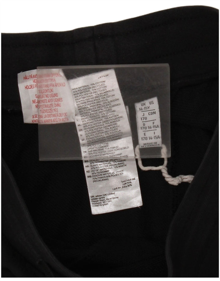 ADIDAS Boys Tracksuit Trousers Joggers 14-15 Years  Black Cotton