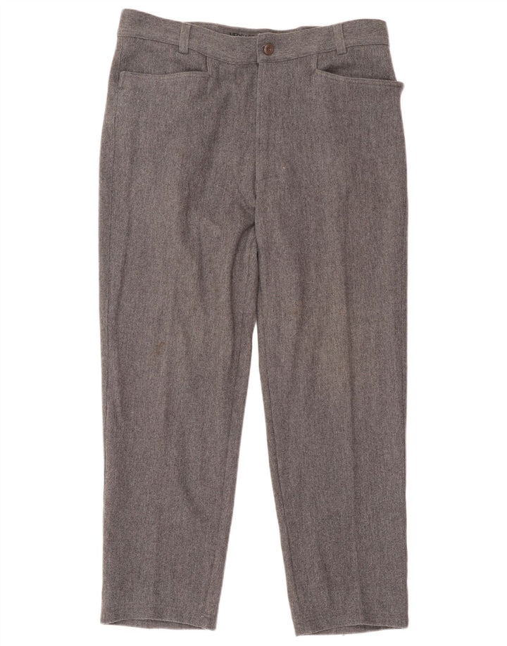 Versace Mens Straight Suit Trousers IT 52 XL W38 L29 Grey Wool