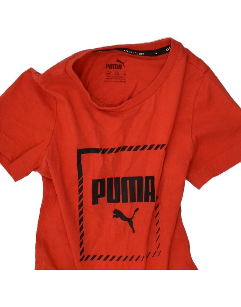 PUMA Boys Graphic T-Shirt Top 5-6 Years Red Cotton | Vintage Puma | Thrift | Second-Hand Puma | Used Clothing | Messina Hembry 