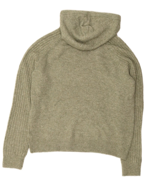 Marks & Spencer Womens Hooded Jumper Sweater UK 10 Small Khaki Acrylic