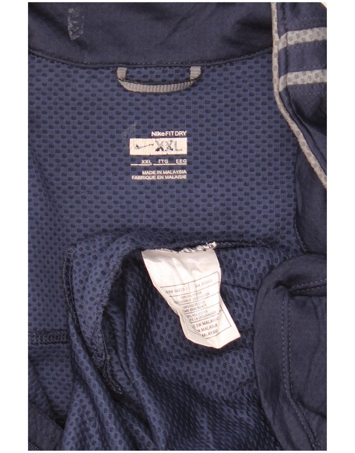 NIKE Mens Tracksuit Top Jacket 2XL Navy Blue Striped Polyester