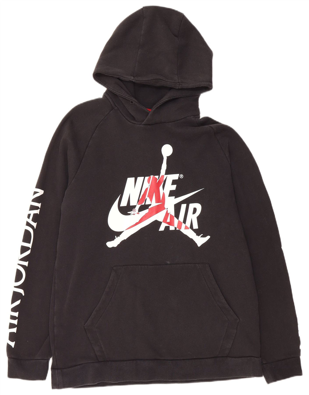 JORDAN Mens Graphic Hoodie Jumper Large Black Cotton
