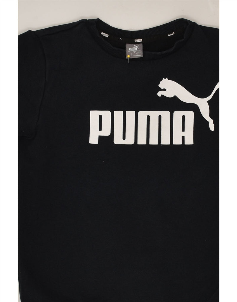 PUMA Girls Graphic Sweatshirt Jumper 11-12 Years Black | Vintage Puma | Thrift | Second-Hand Puma | Used Clothing | Messina Hembry 