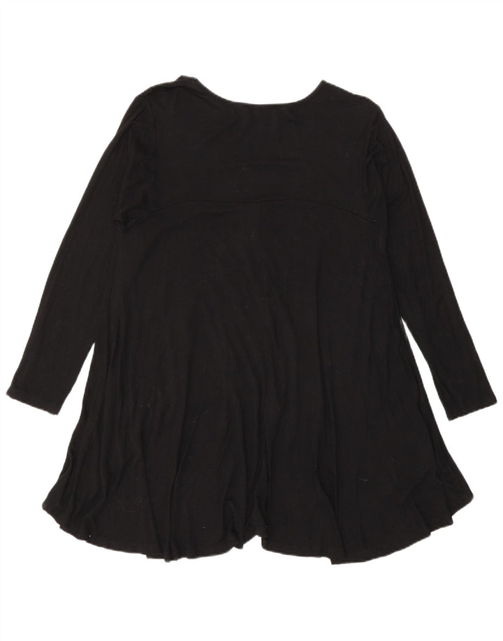 Zara Womens Long Sleeve Tunic Top UK 14 Large Black