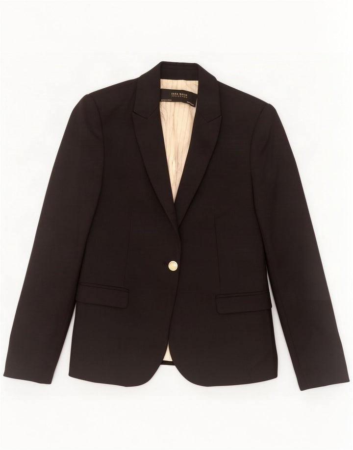 Zara Womens 1 Button Blazer Jacket UK 10 Small Black