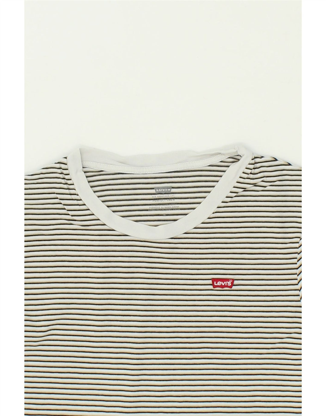 LEVI'S Womens T-Shirt Top UK 14 Medium White Striped Cotton Vintage Levi's and Second-Hand Levi's from Messina Hembry 