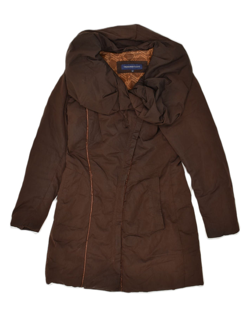 TRUSSARDI Womens Padded Coat IT 42 Medium Brown Polyester | Vintage Trussardi | Thrift | Second-Hand Trussardi | Used Clothing | Messina Hembry 