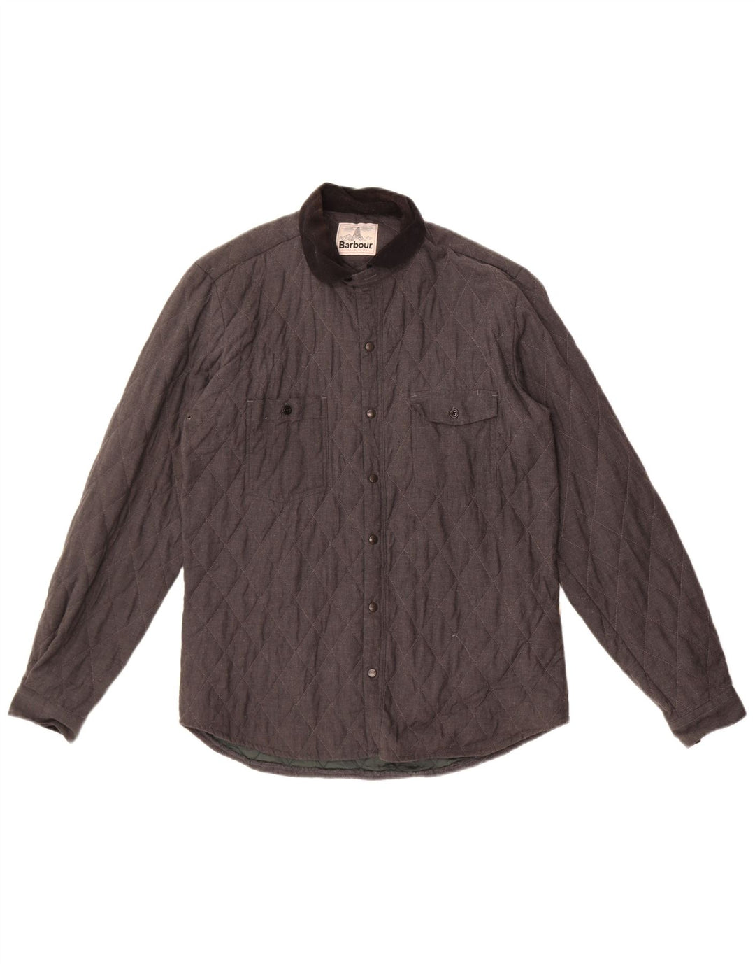 Barbour Mens Quilted Jacket UK 38 Medium Grey Cotton