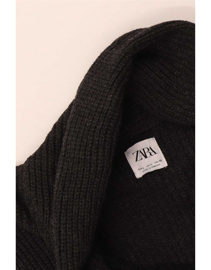 Zara Mens Cardigan Sweater Large Grey