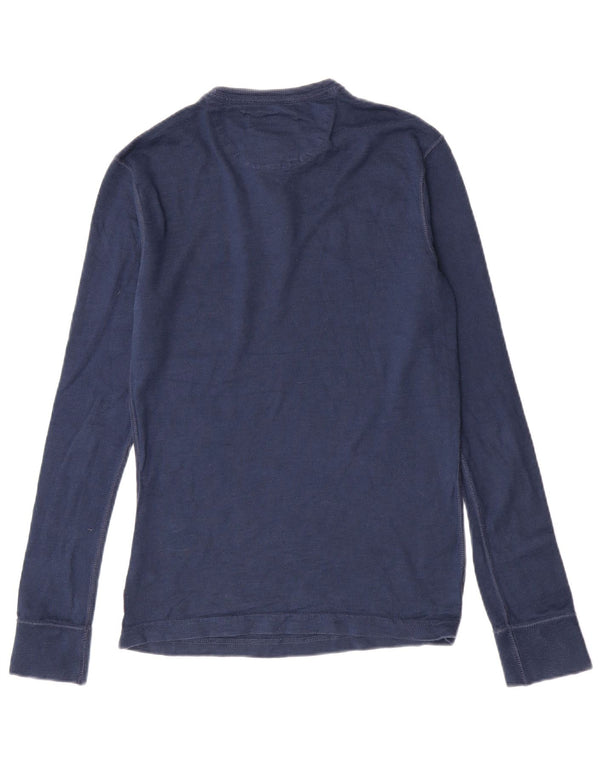 Superdry Mens Top Long Sleeve Small Navy Blue Cotton