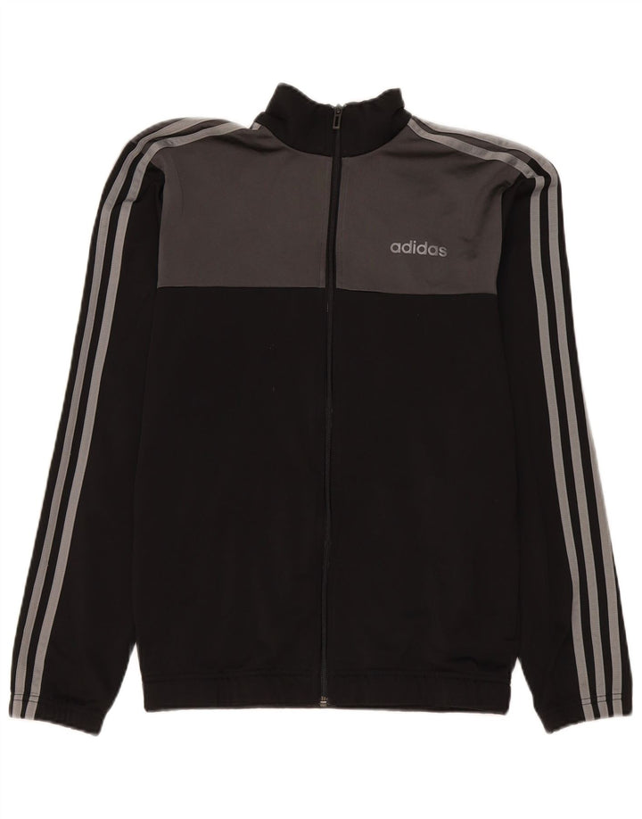 Adidas Mens Tracksuit Top Jacket UK 36/38 Small Black Colourblock Polyester