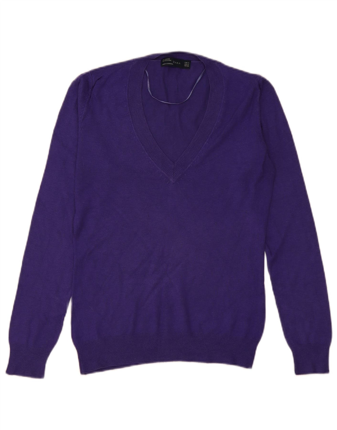 Zara Womens V-Neck Jumper Sweater UK 12 Medium Purple Viscose
