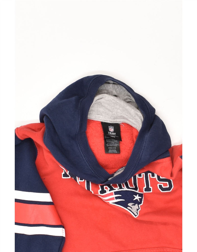 NFL Boys Patriots Graphic Hoodie Jumper 10-11 Years Medium Red Colourblock | Vintage NFL | Thrift | Second-Hand NFL | Used Clothing | Messina Hembry 