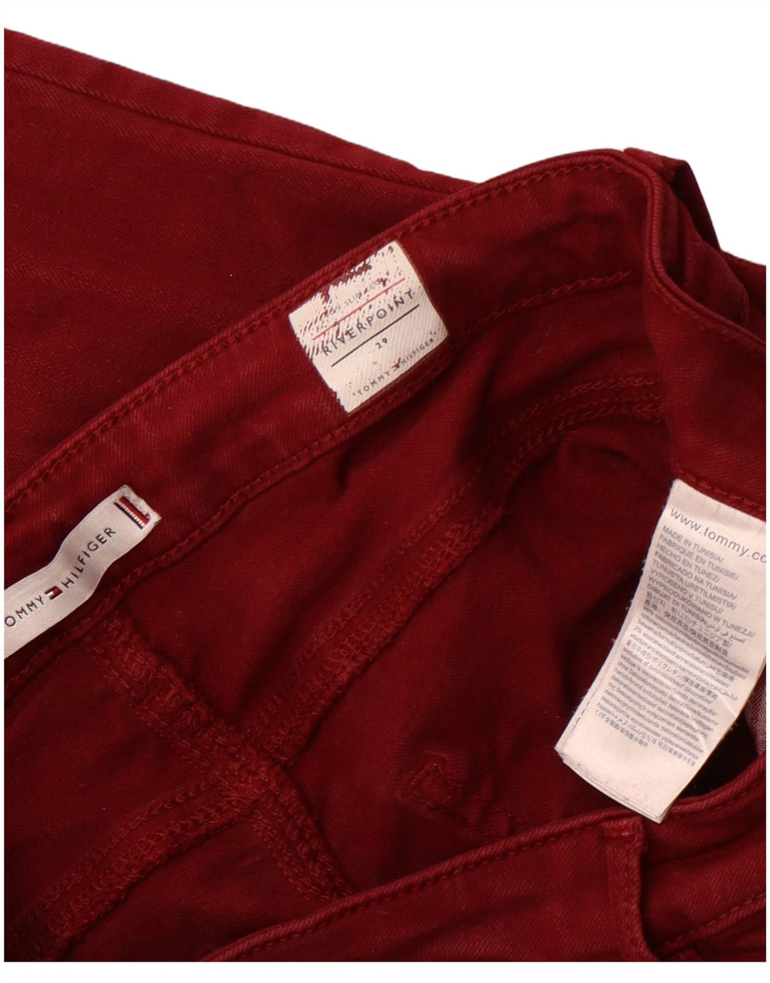 TOMMY HILFIGER Womens Riverpoint Skinny Jeans W29 L28 Burgundy Cotton